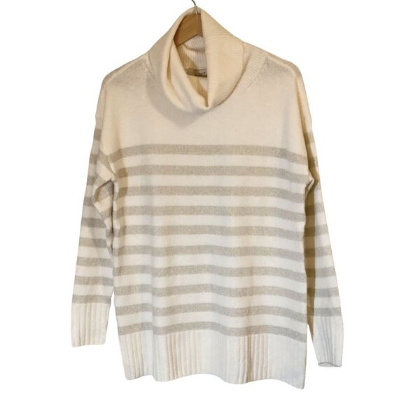 LOFT Sparkle Stripe Turtleneck Tunic Sweater - SZ L - Picture 2 of 6